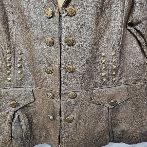 NWT Roper Brown Studded Peplum Leather Western Cowgirl Jacket Size XL - Picture 5 of 11